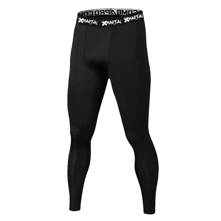 Men's Quick-Drying High Elastic Fitness Leggings - Breathable & Slim Fit - Black - Allen-Fitness