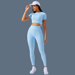 High Waist 2 Piece Workout Clothes Set with Moisture-Wicking Fabric - Allen-Fitness