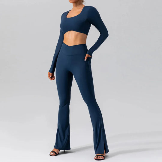 Women Breathable Workout Shirts Backless Long Sleeve Yoga Sport Bras Fitness Tops - Allen-Fitness