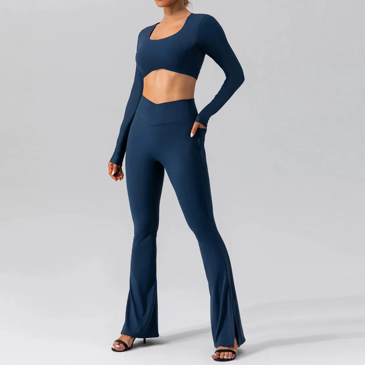 Women Breathable Workout Shirts Backless Long Sleeve Yoga Sport Bras Fitness Tops - Allen-Fitness