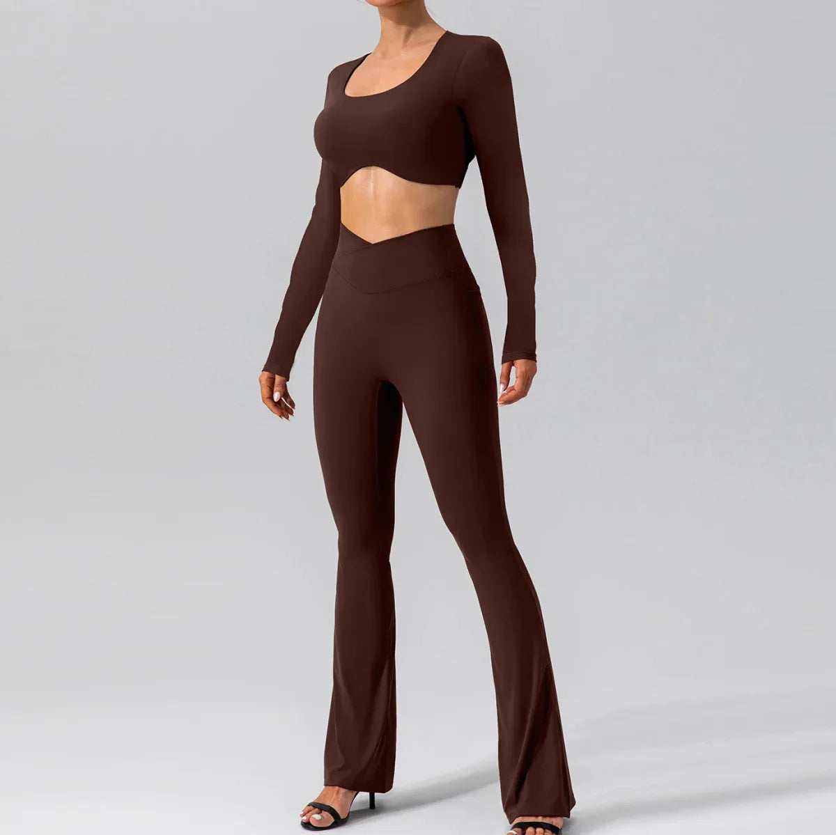 Women Breathable Workout Shirts Backless Long Sleeve Yoga Sport Bras Fitness Tops - Allen-Fitness