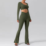 Women Breathable Workout Shirts Backless Long Sleeve Yoga Sport Bras Fitness Tops - Allen-Fitness