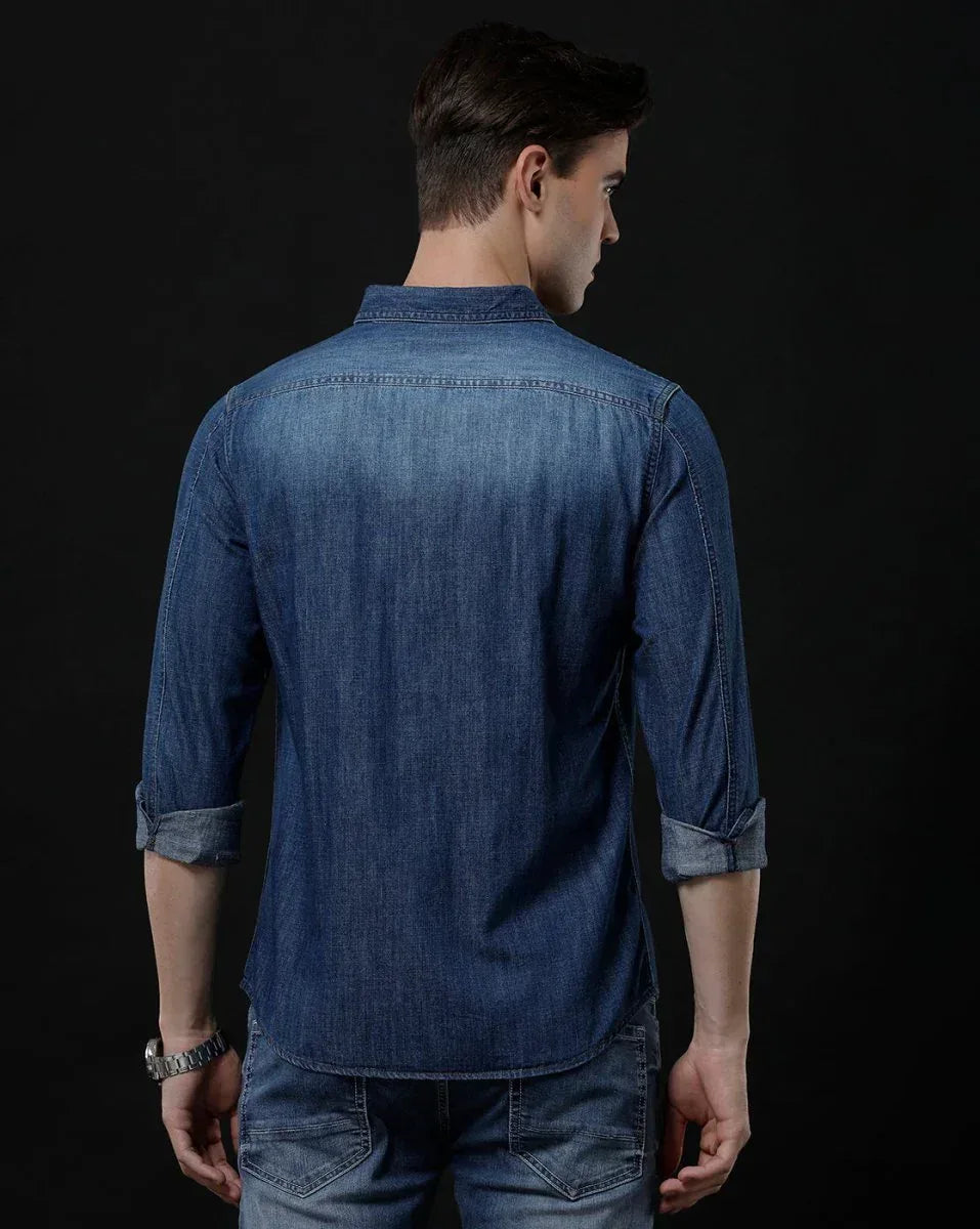 Best Casual Shirts For Men - Slim Fit Solid Denim Shirt By Temple Of Denim - Allen-Fitness