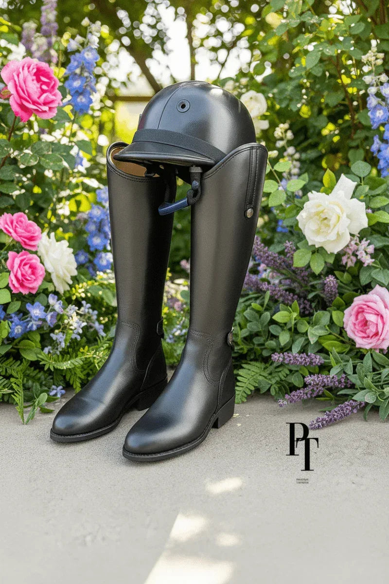 Black Leather Riding Boots for Show Jumping and Dressage - Allen-Fitness