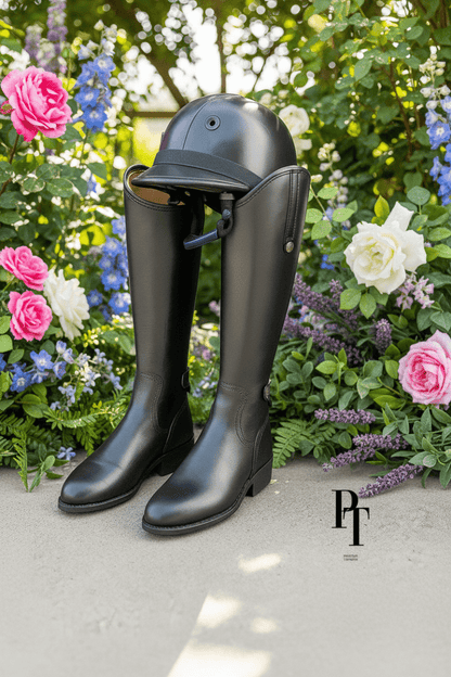 Black Leather Riding Boots for Show Jumping and Dressage - Allen - Fitness