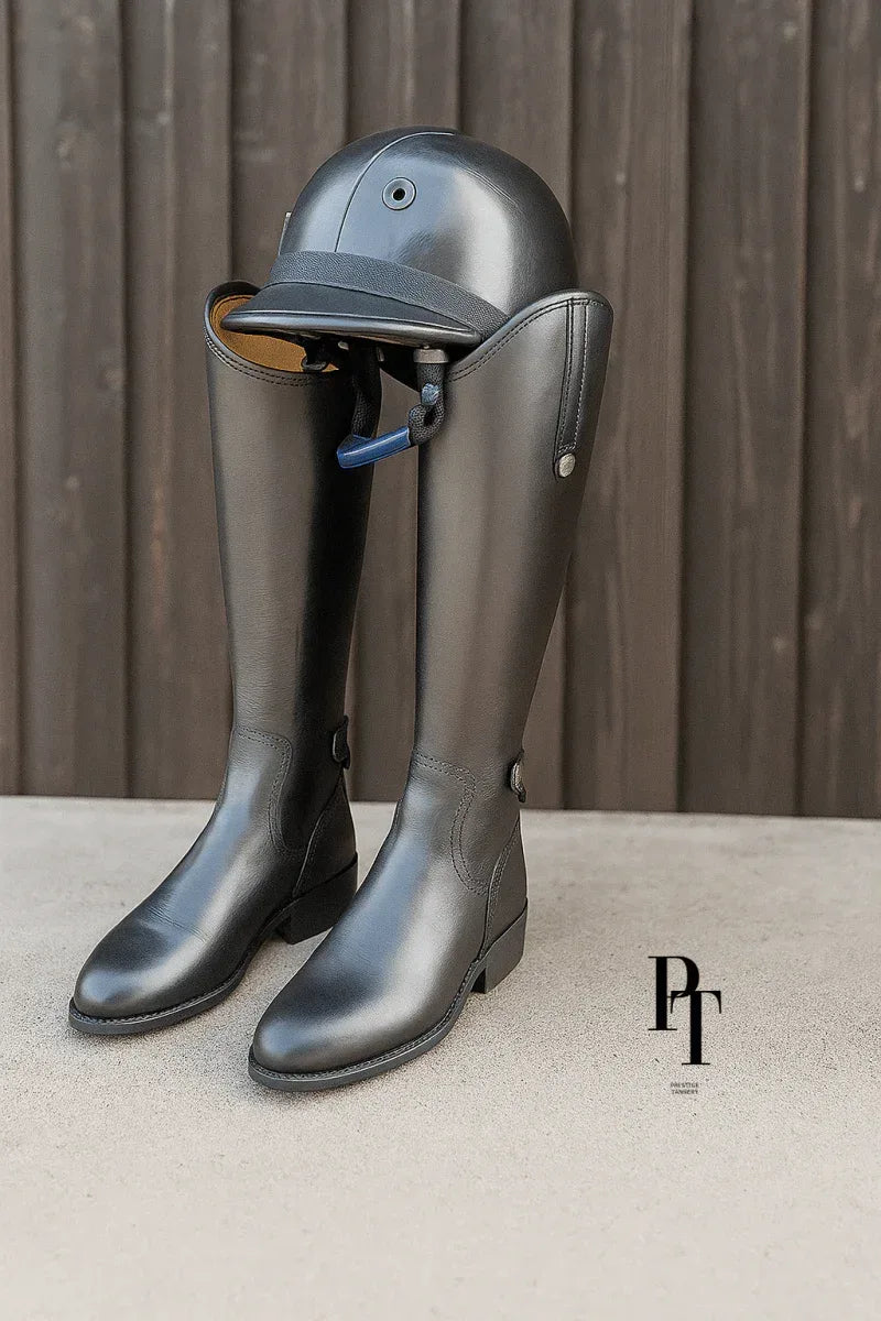 Black Leather Riding Boots for Show Jumping and Dressage - Allen-Fitness