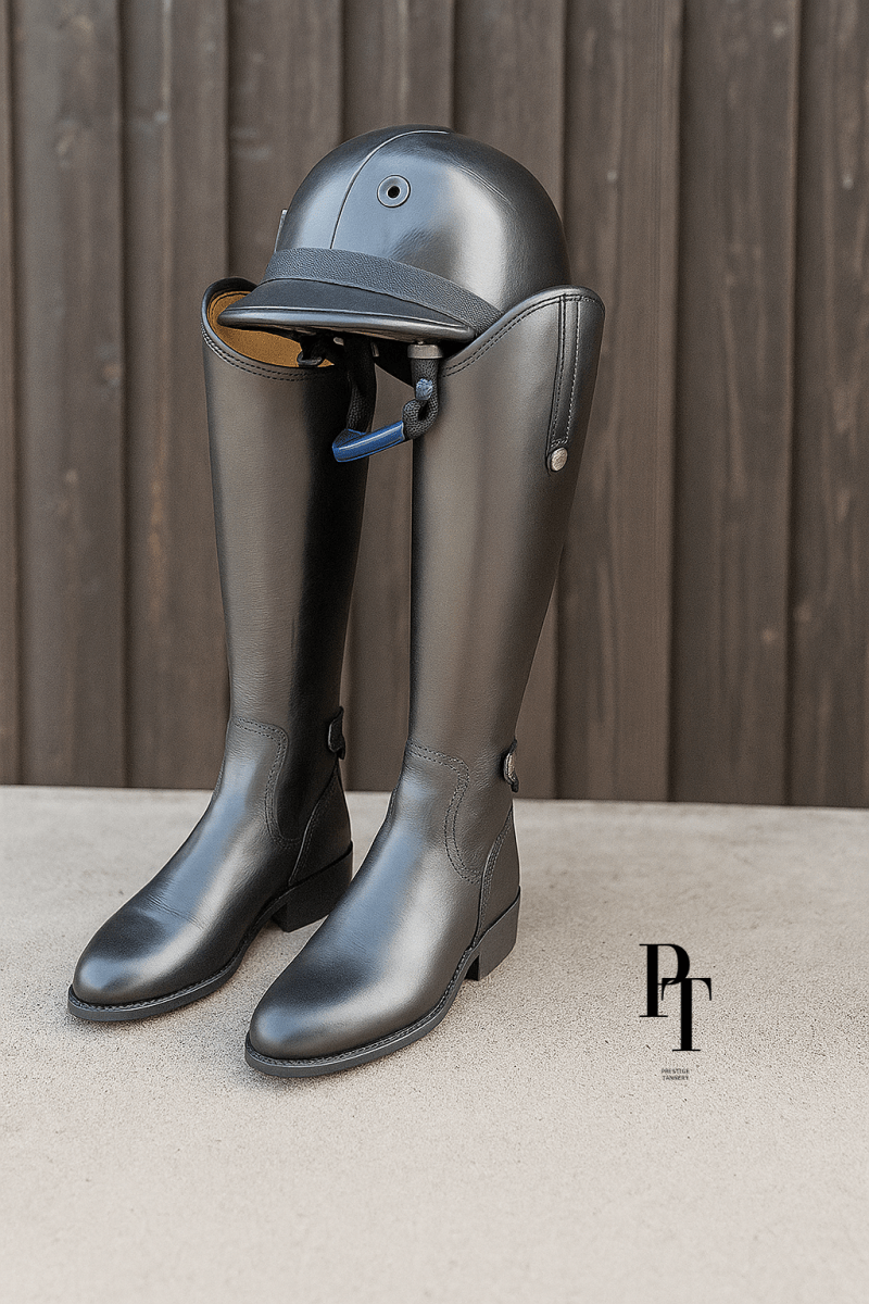 Black Leather Riding Boots for Show Jumping and Dressage - Allen - Fitness
