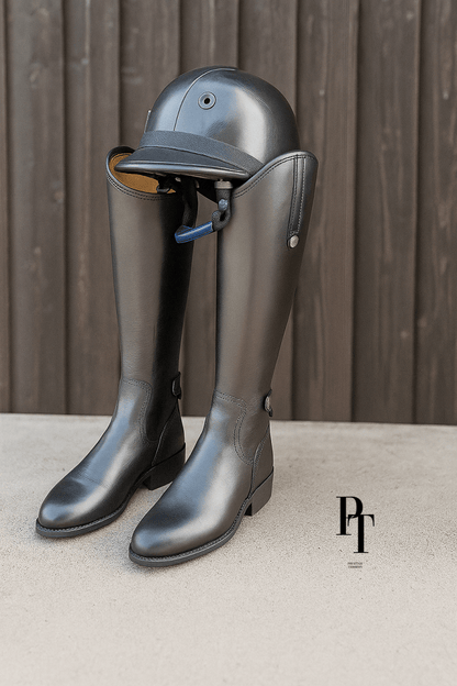 Black Leather Riding Boots for Show Jumping and Dressage - Allen - Fitness