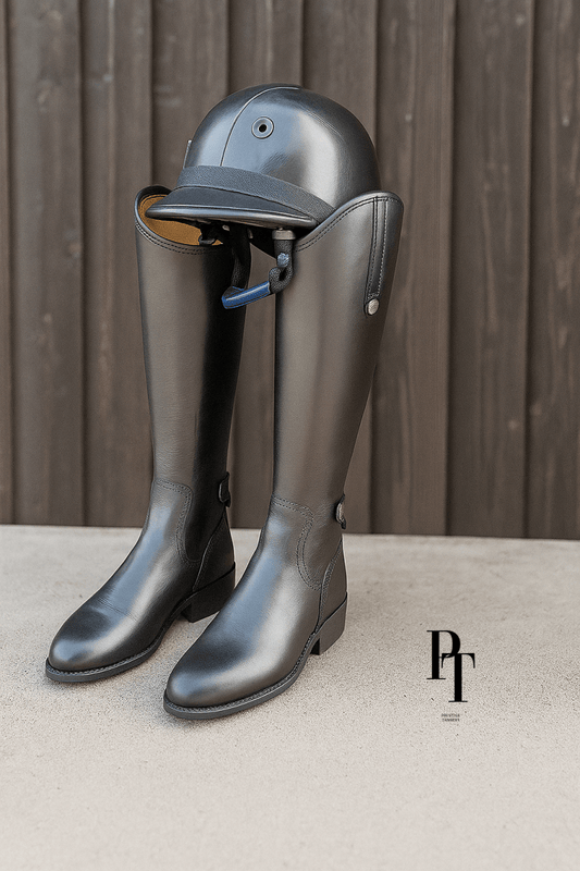 Black Leather Riding Boots for Show Jumping and Dressage - Allen - Fitness