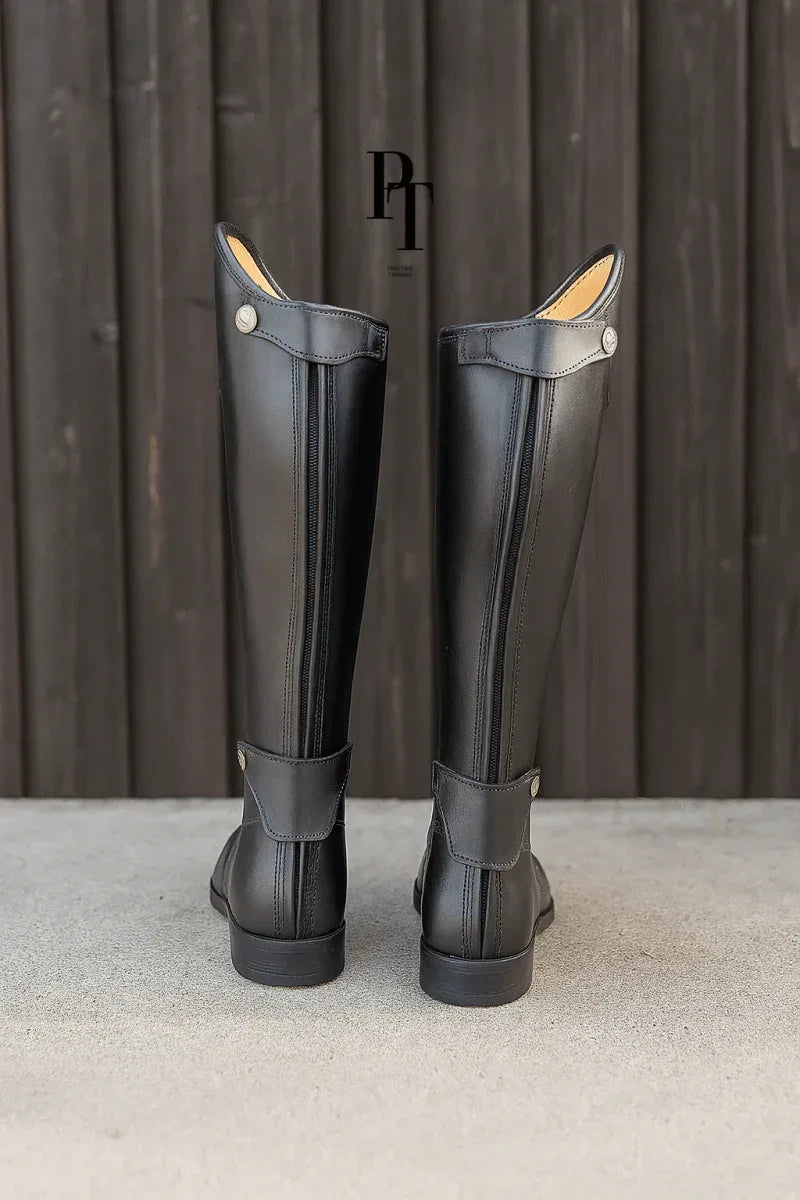 Black Leather Riding Boots for Show Jumping and Dressage - Allen-Fitness