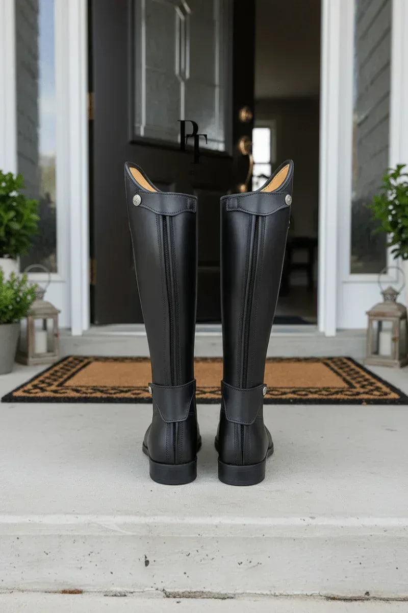 Black Leather Riding Boots for Show Jumping and Dressage - Allen-Fitness