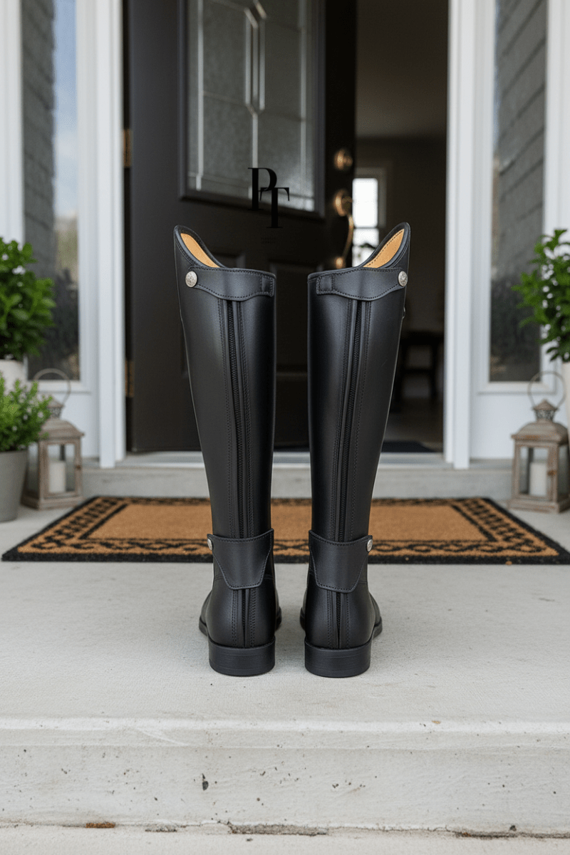 Black Leather Riding Boots for Show Jumping and Dressage - Allen - Fitness