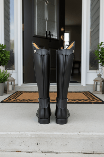 Black Leather Riding Boots for Show Jumping and Dressage - Allen - Fitness
