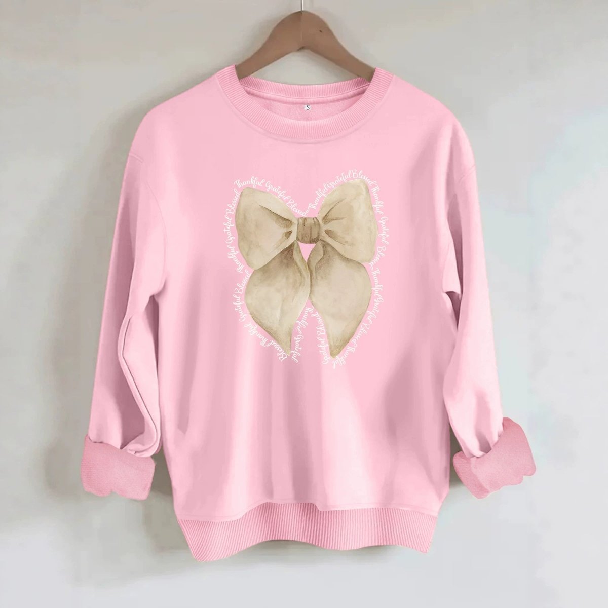 Bow print round neck fleece hoodie - Premium Fitness & Activewear