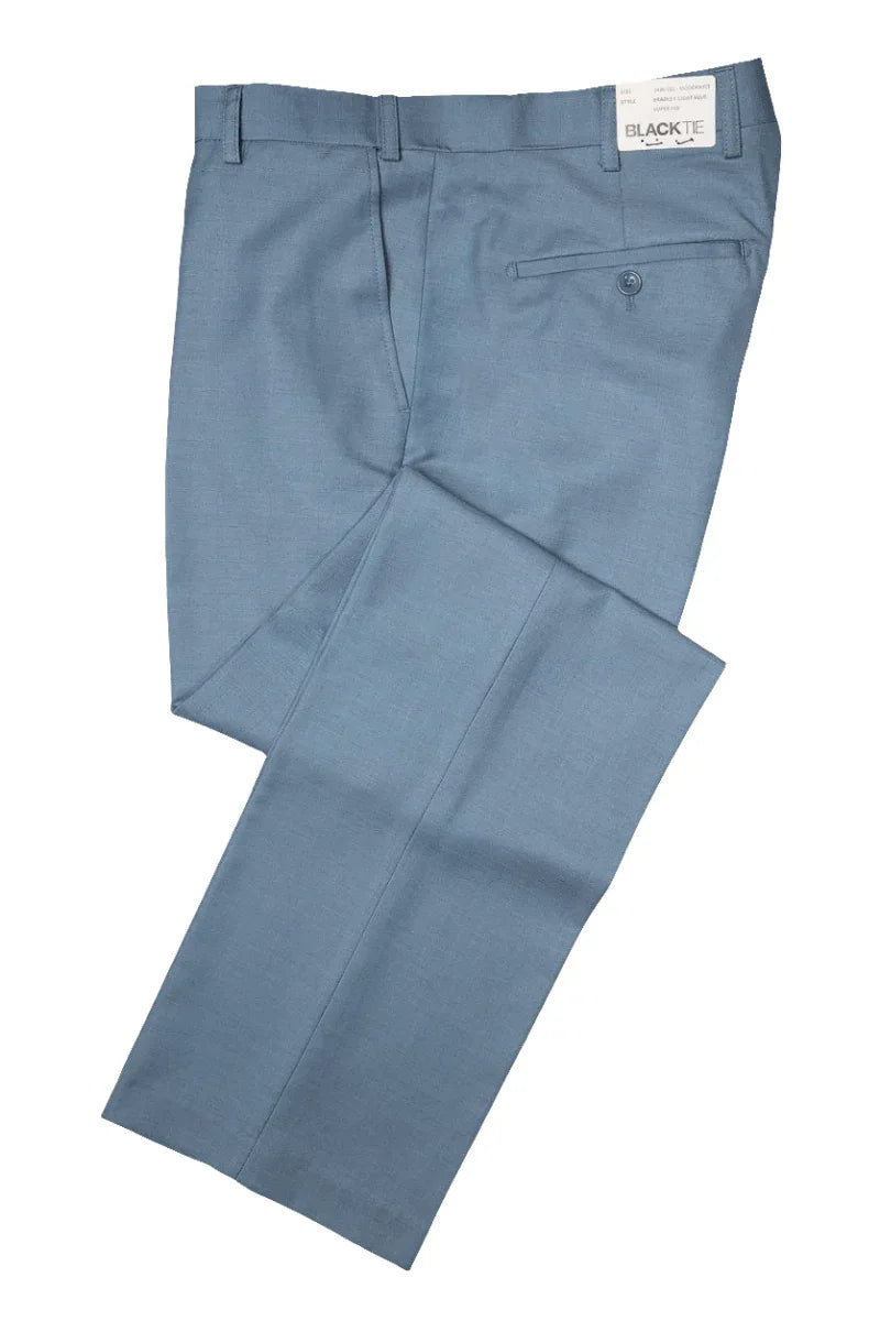 Light Blue Wool Pants - Luxury Wool Blend, Modern Fit, Pre-Hemmed Lengths - Allen-Fitness