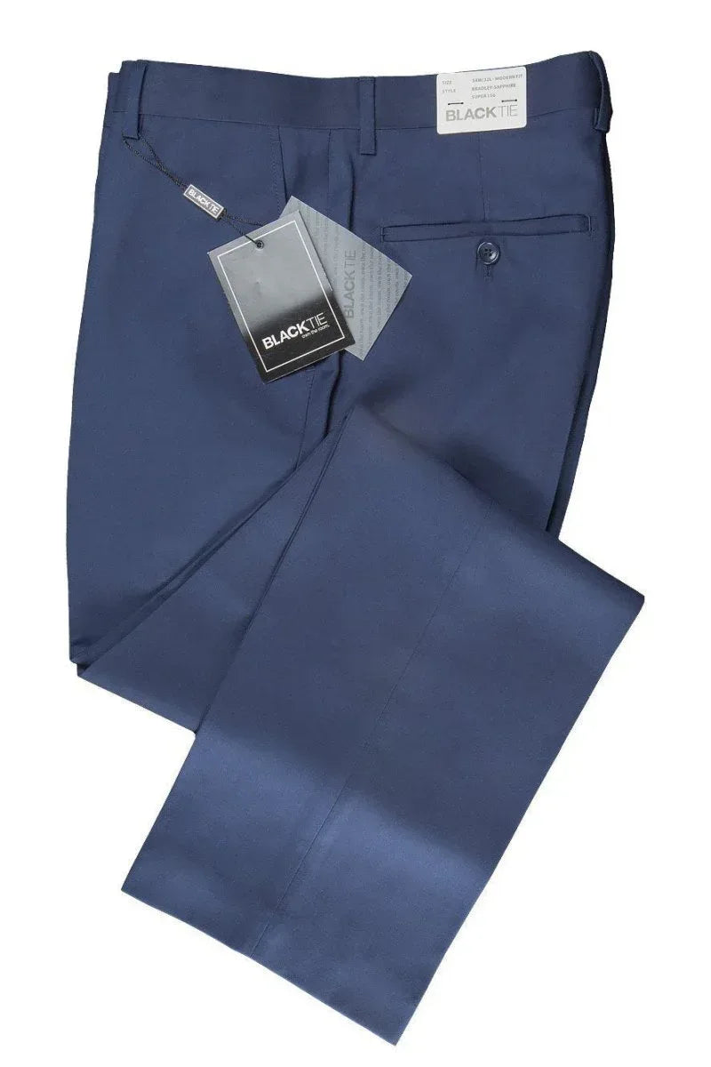 "Bradley" Sapphire Blue Luxury Wool Blend Suit Pants - Allen-Fitness