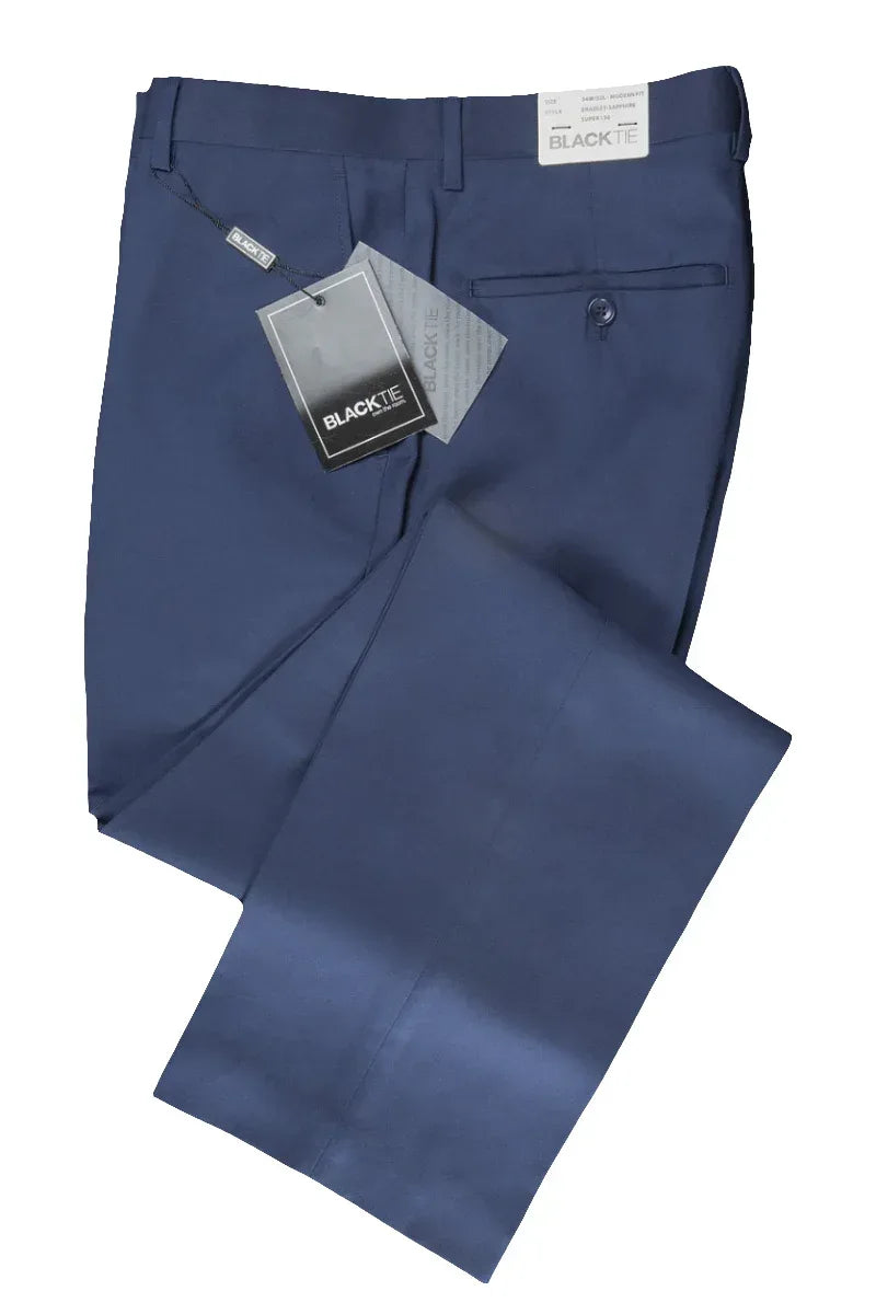 "Bradley" Sapphire Blue Luxury Wool Blend Suit Pants - Allen-Fitness