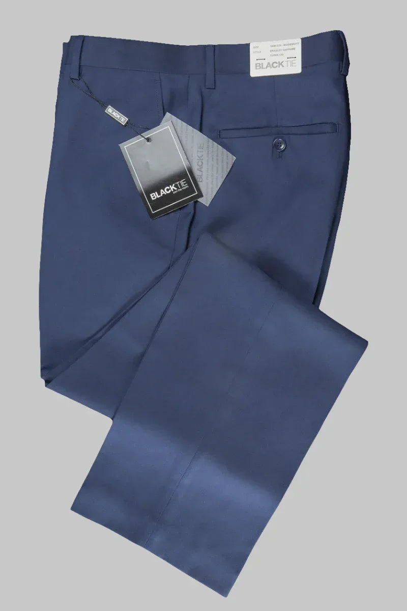 "Bradley" Sapphire Blue Luxury Wool Blend Suit Pants - Allen-Fitness