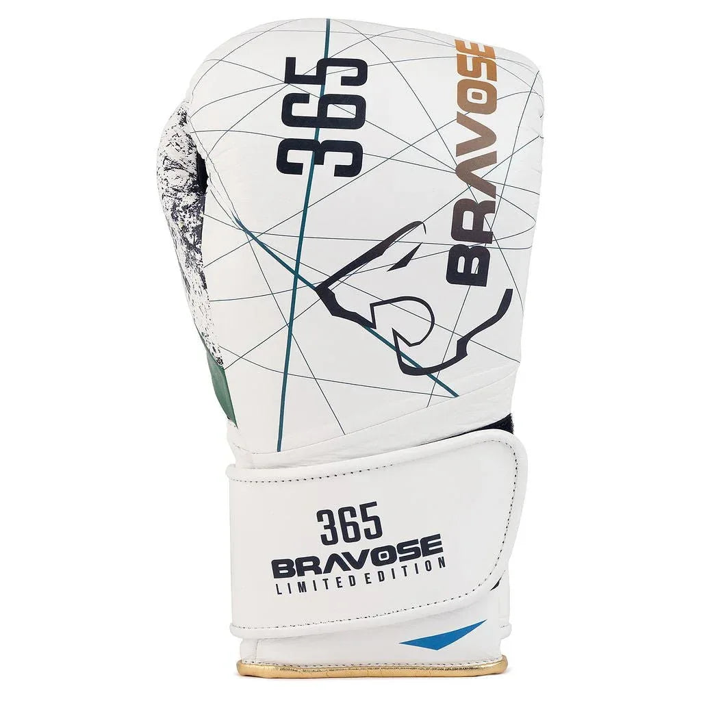 Bravose Limited Edition Boxing Gloves 16oz - 365 Series White with Velcro Closure - Allen-Fitness