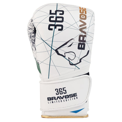 Bravose Limited Edition 16oz Velcro Boxing Gloves – 365 Series White - Allen - Fitness