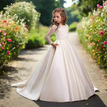 Bridal Flower Girl Dress Long Sleeve Champagne White Polyester Customized Size Options - Allen-Fitness