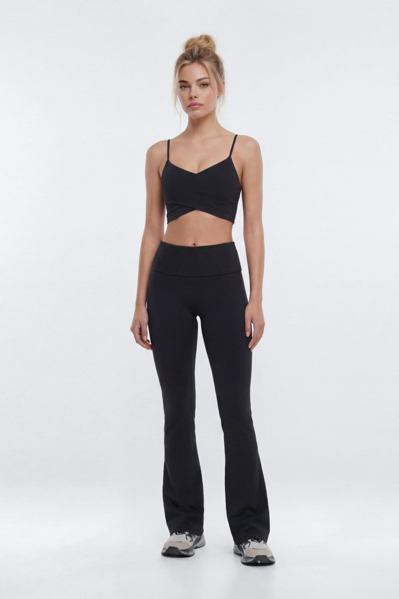 ButterSoft™ 33″ Low Rise Foldover Flare Legging - Black - Premium Fitness &amp; Activewear for Men &amp; Women|UK
