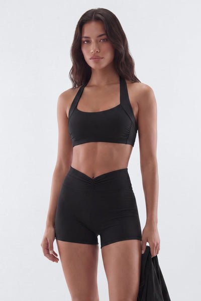 ButterSoft Ruched Halter Sports Bra - Black - Premium Fitness & Activewear for Men & Women|UK
