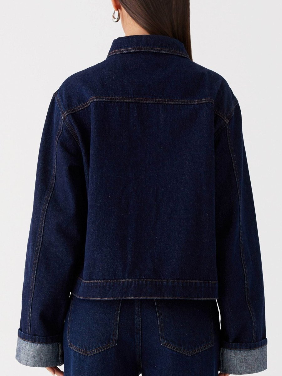 Button Down Cropped Oversized Denim Jacket - Allen Fitness | Running Shoes, Leggings &amp; Activewear UK