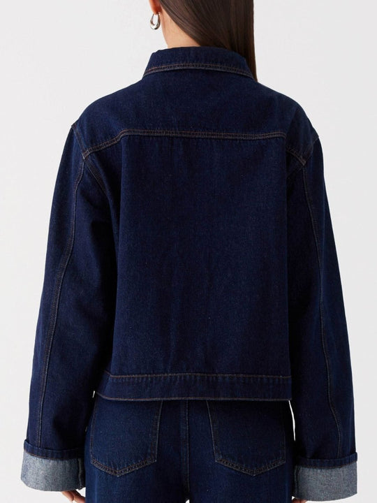 Button Down Cropped Oversized Denim Jacket - Allen Fitness | Running Shoes, Leggings &amp; Activewear UK