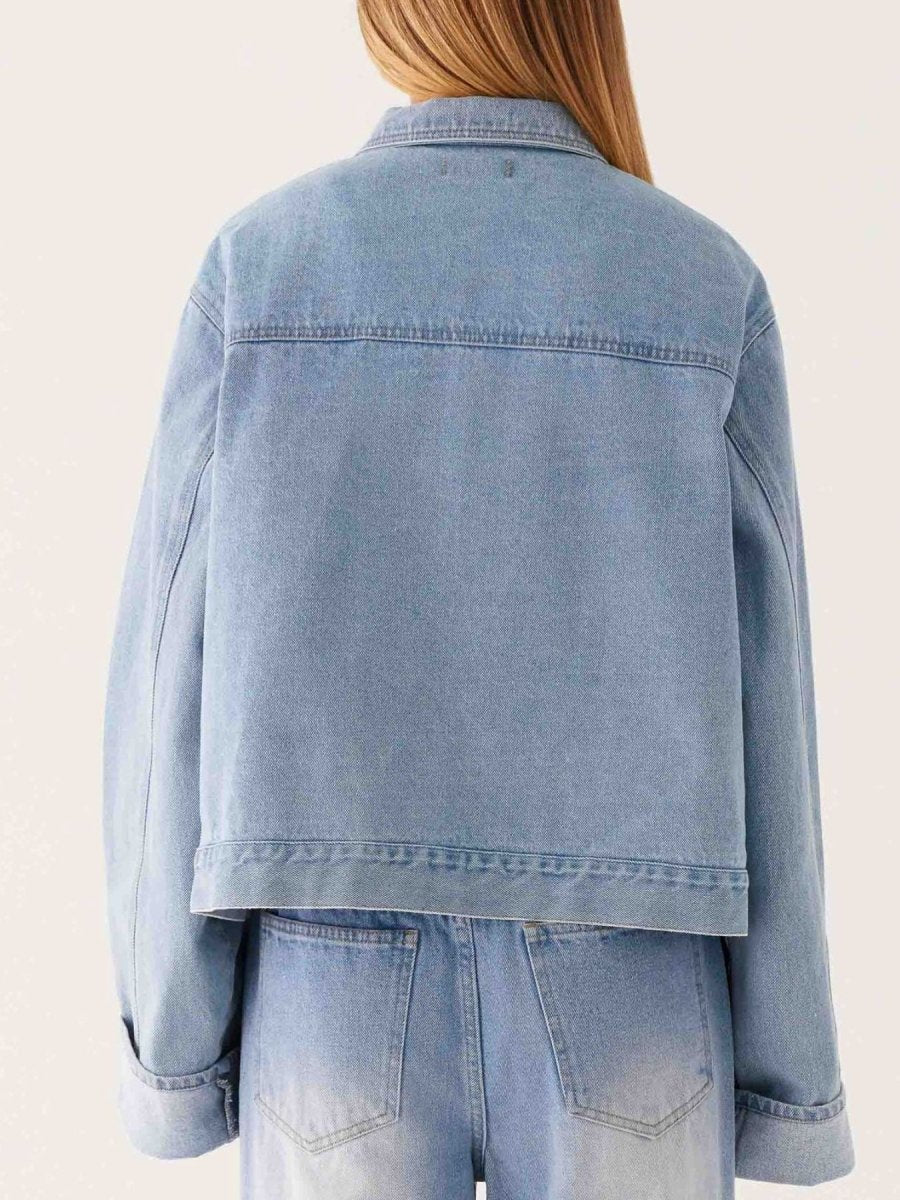 Button Down Cropped Oversized Denim Jacket - Allen Fitness | Running Shoes, Leggings &amp; Activewear UK