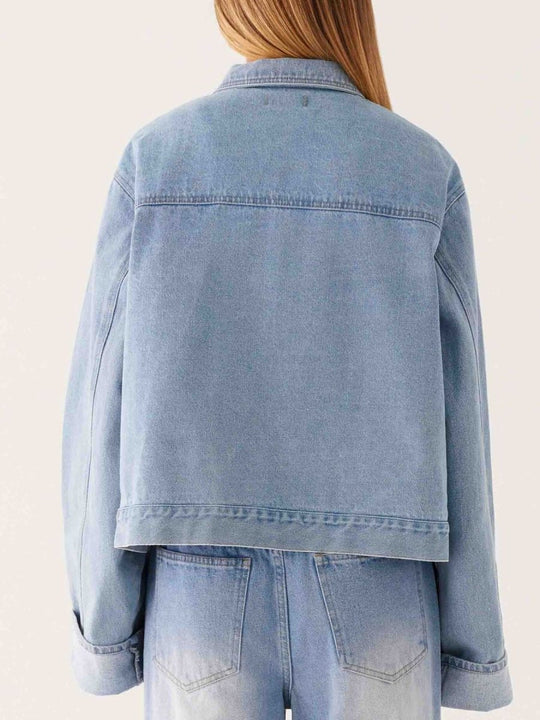 Button Down Cropped Oversized Denim Jacket - Allen Fitness | Running Shoes, Leggings &amp; Activewear UK