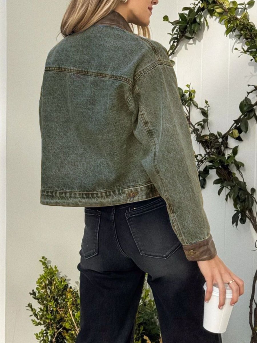 Button Up Chest Pockets Denim Jacket - Allen Fitness | Running Shoes, Leggings &amp; Activewear UK