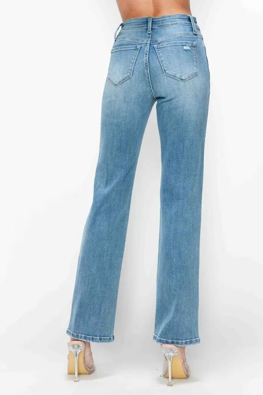 bytos Full Size Distressed High Rise Straight Jeans - Allen Fitness | Running Shoes, Leggings &amp; Activewear UK