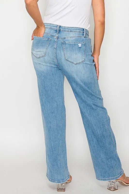 bytos Full Size Distressed High Rise Straight Jeans - Allen Fitness | Running Shoes, Leggings &amp; Activewear UK