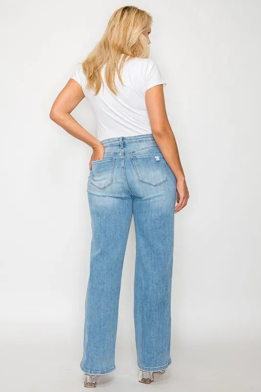 bytos Full Size Distressed High Rise Straight Jeans - Allen Fitness | Running Shoes, Leggings &amp; Activewear UK