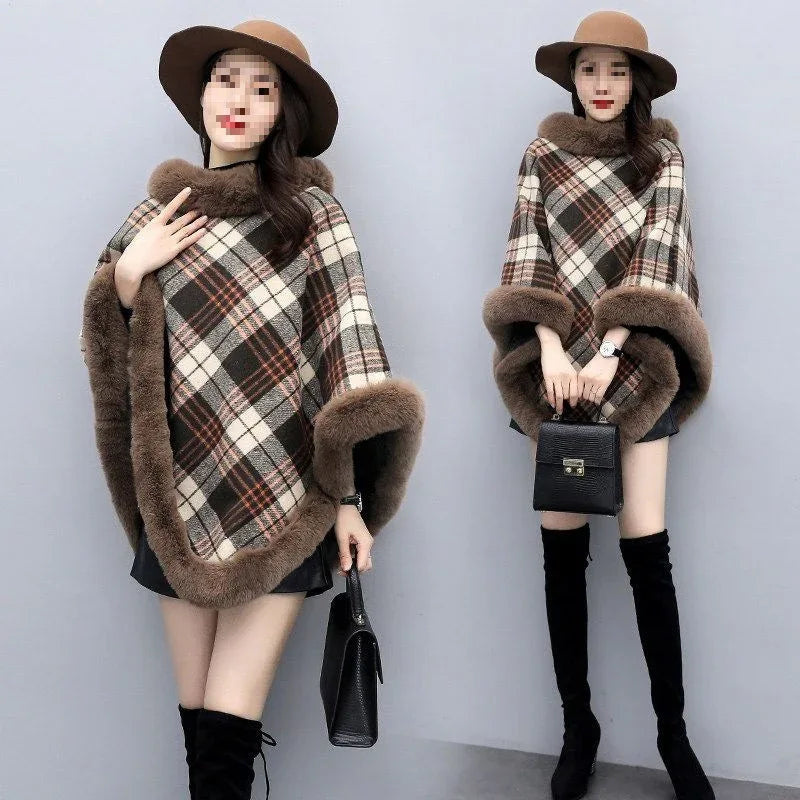 Leopard-Print Thickened Velvet Oversized Cloak - Cozy, Stylish Merino Wool Pullover Shawl - Allen-Fitness