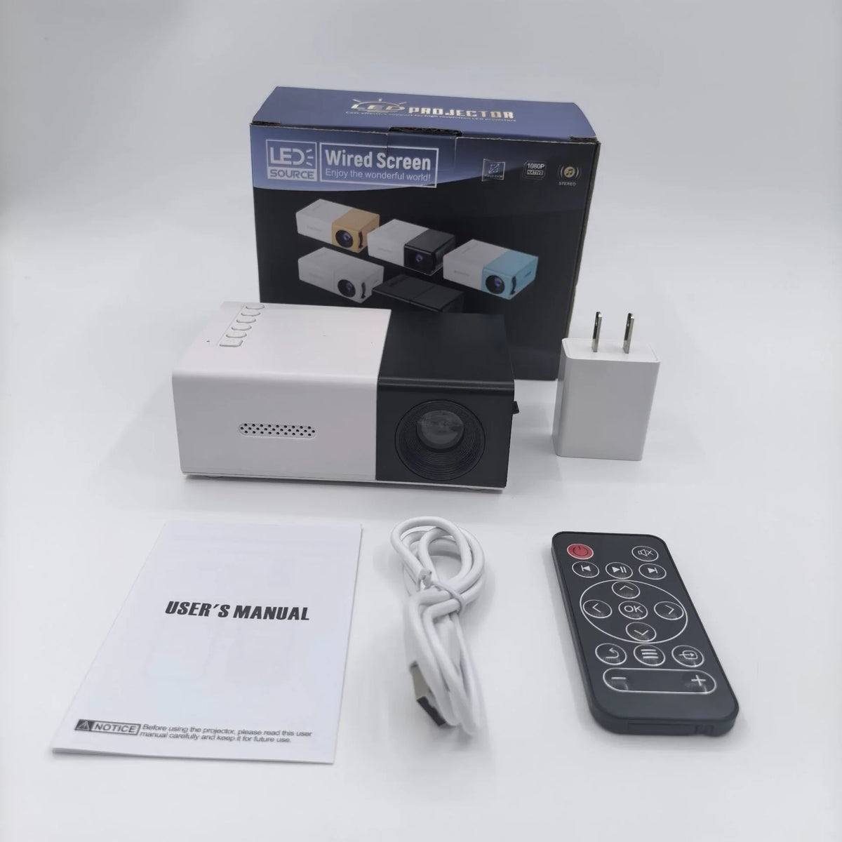 Mini Portable Home Projector with 320x240 Resolution, Brightness 10, and Over 30,000 Hours Lifespan - Allen-Fitness