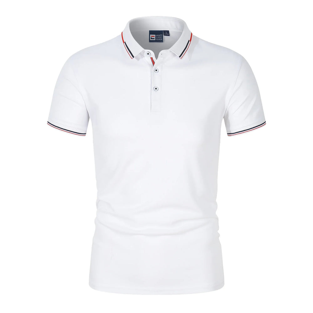 Solid-color Mens Polo Shirt With A Stand-up Collar And Short Sleeves - Allen-Fitness