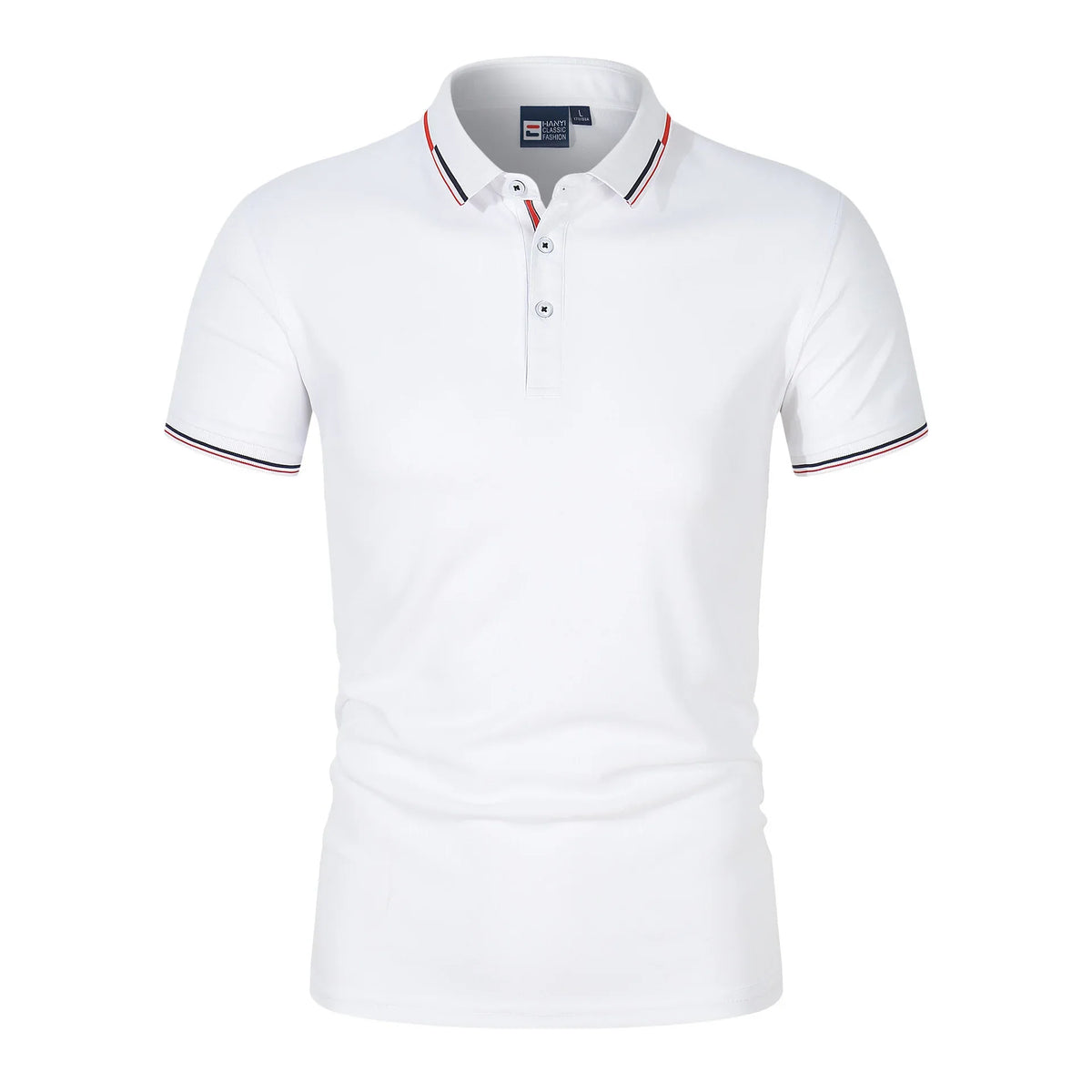 Solid-color Mens Polo Shirt With A Stand-up Collar And Short Sleeves - Allen-Fitness