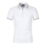 Solid-color Mens Polo Shirt With A Stand-up Collar And Short Sleeves - Allen-Fitness