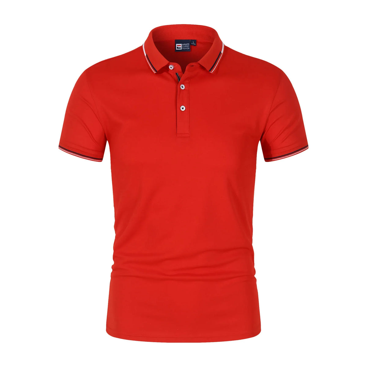 Solid-color Mens Polo Shirt With A Stand-up Collar And Short Sleeves - Allen-Fitness