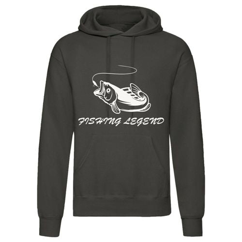 Ribbed cuffs and hem of the Fishing Legend Hoodie designed for a snug fit and durability.