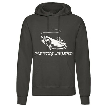 Ribbed cuffs and hem of the Fishing Legend Hoodie designed for a snug fit and durability.