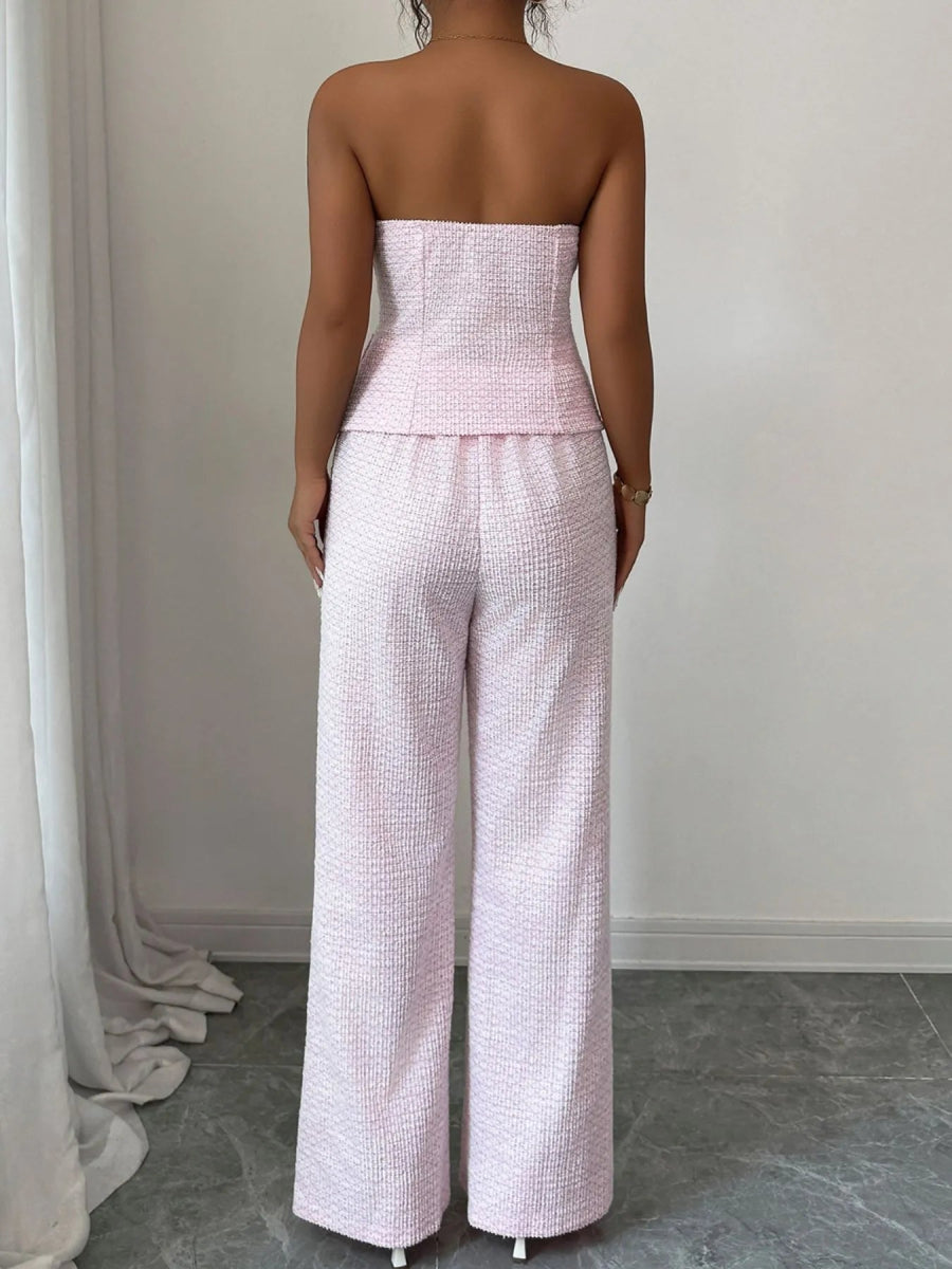 Chic Sweetheart Neck Tube Top and Pants Set - Two - Piece Stylish Women's Outfit - Allen - Fitness