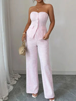Chic Sweetheart Neck Tube Top and Pants Set - Two-Piece Stylish Women's Outfit - Allen-Fitness
