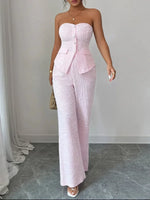 Chic Sweetheart Neck Tube Top and Pants Set - Two-Piece Stylish Women's Outfit - Allen-Fitness