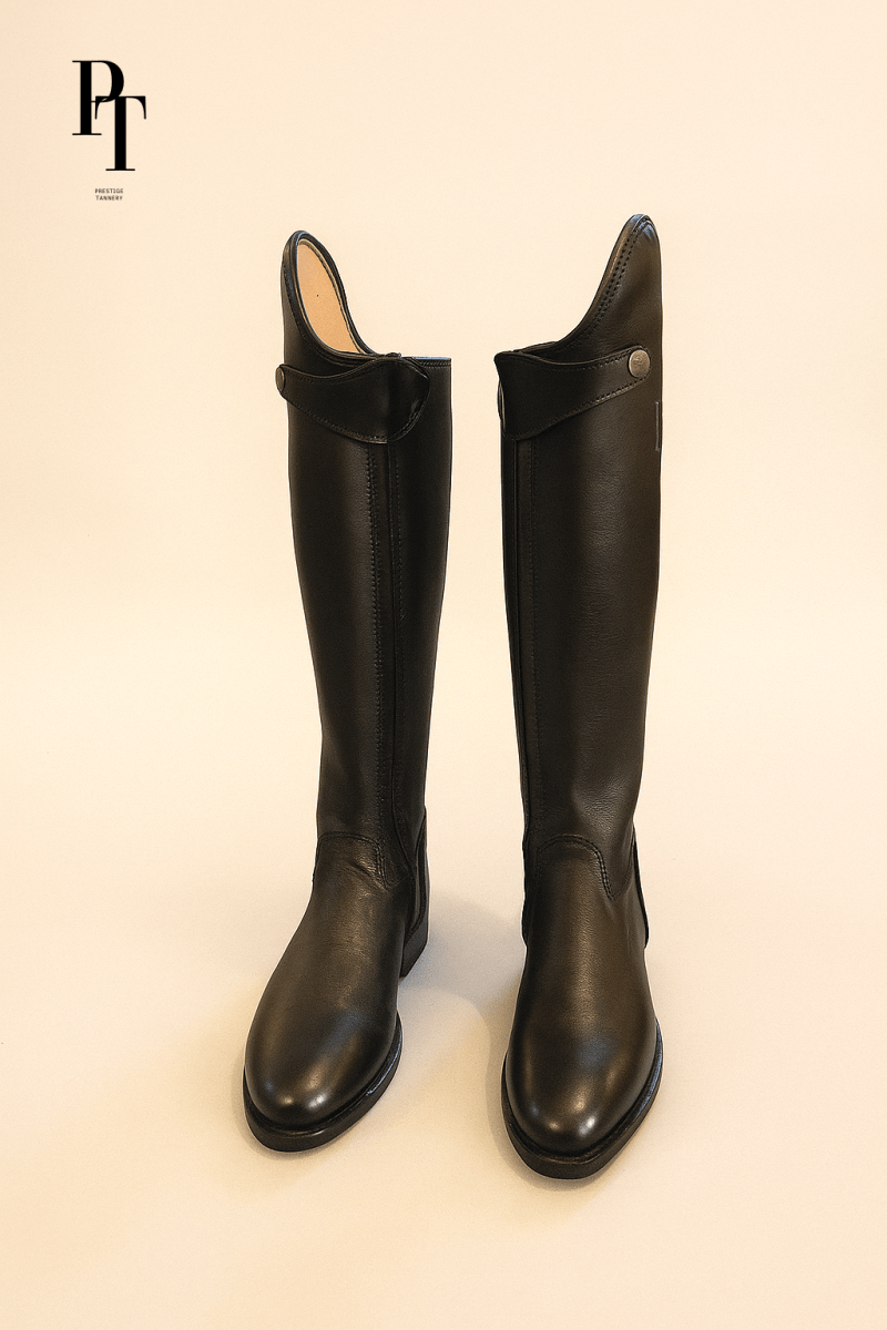 Classic Leather Equestrian Boots for Women - Elegant Zipper Closure for Dressage Competitions - Allen - Fitness