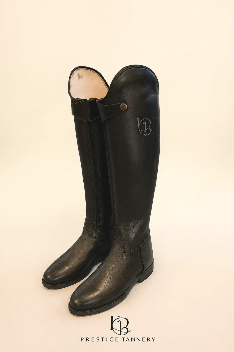 Classic Leather Equestrian Boots for Women - Elegant Zipper Closure for Dressage Competitions - Allen-Fitness