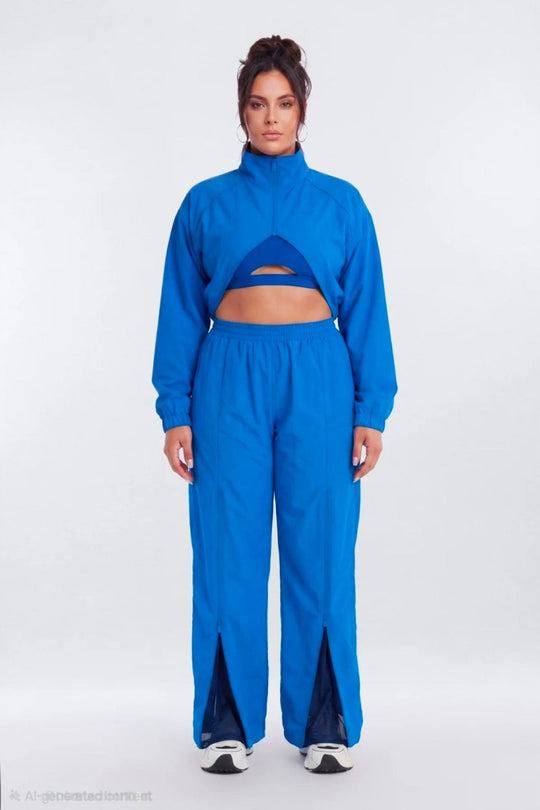 CoreNylon Cropped Windbreaker Sports Jacket - Blue - Premium Fitness &amp; Activewear for Men &amp; Women|UK