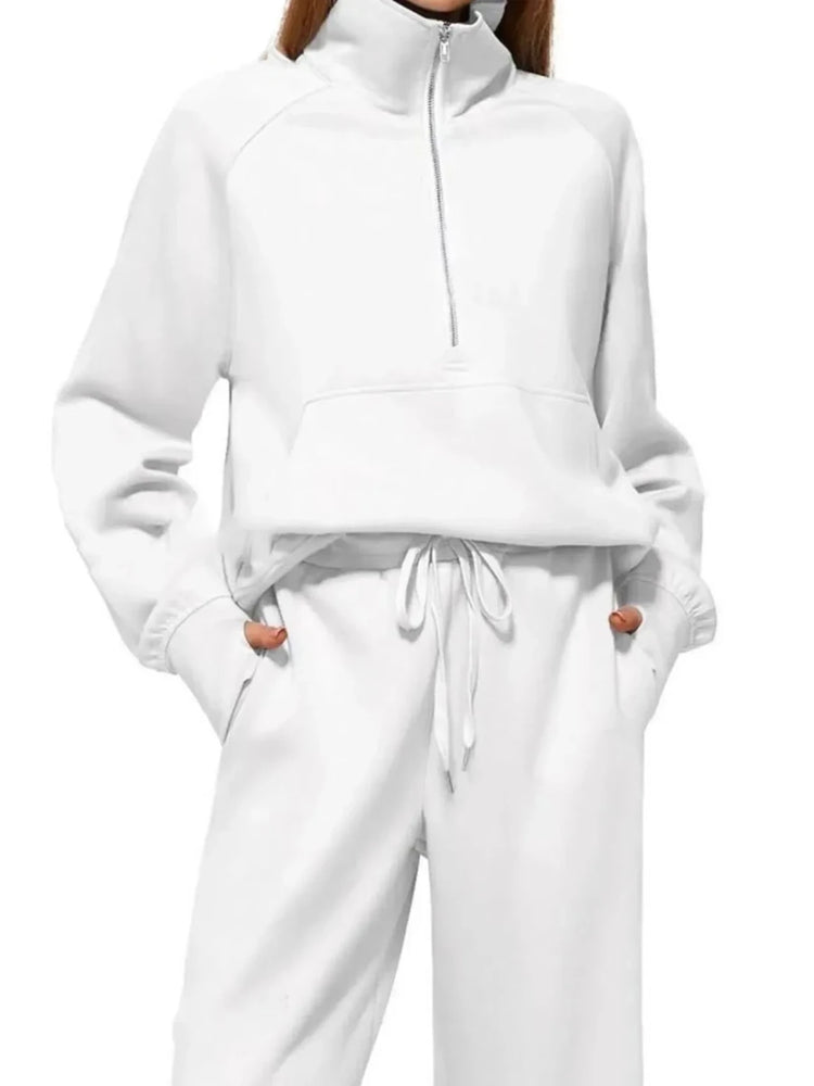 Cozy Two Piece Set: Half Zip Long Sleeve Top with Pants, Lightweight and Breathable - Allen-Fitness
